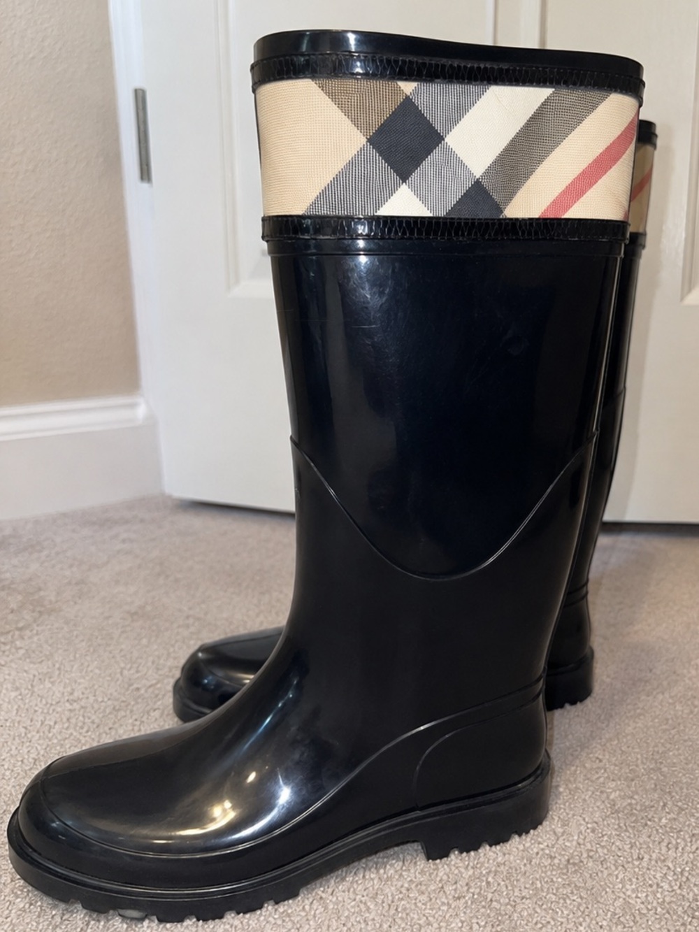Nova Check Pattern Rubber Rain Boots